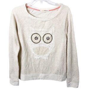 Rewind NWT Women's Heather Oatmeal Owl Long Sleeve Shirt Size Medium